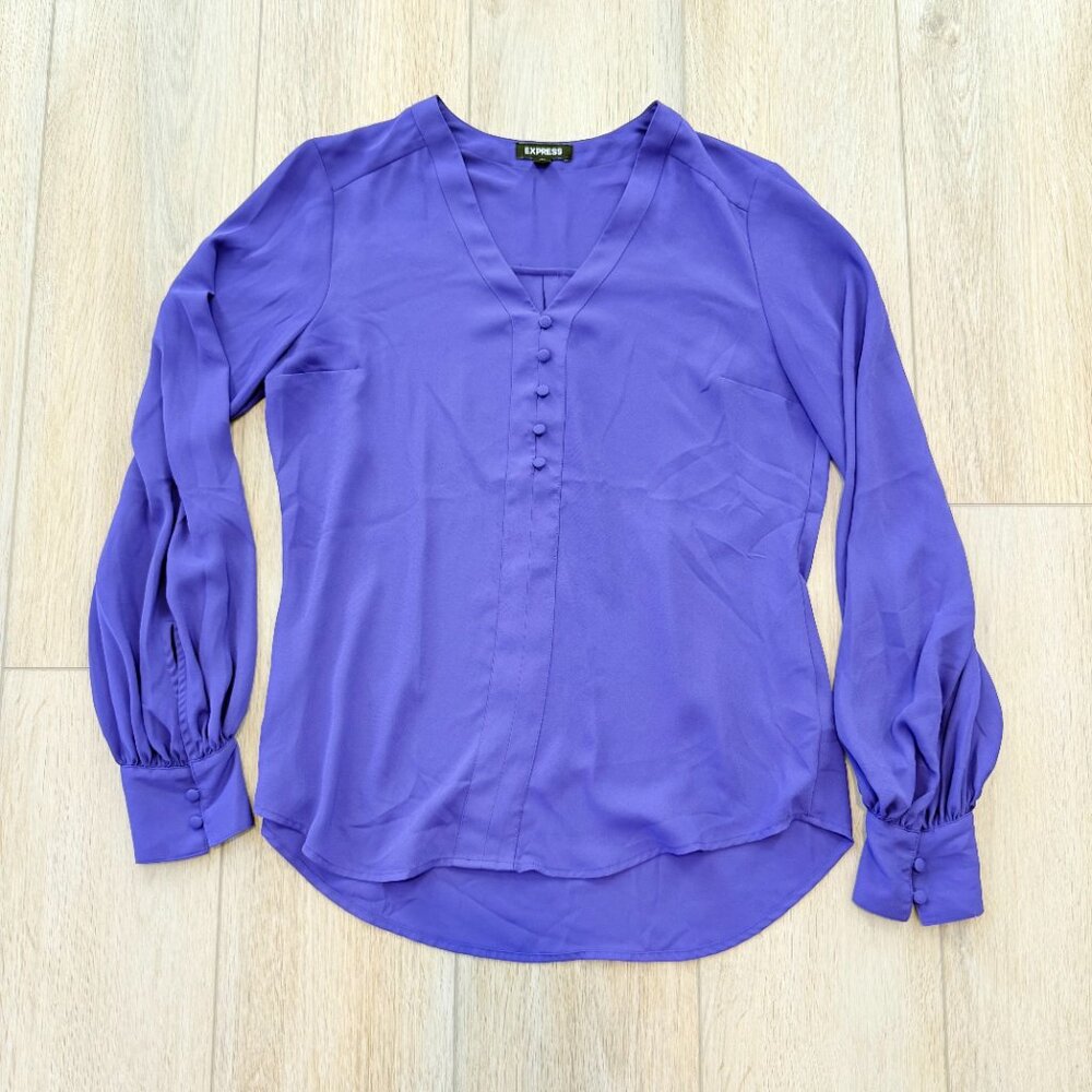 Express Button-Front Blouse – Vibrant Purple, Size Small 💜✨ - Picture 7 of 11